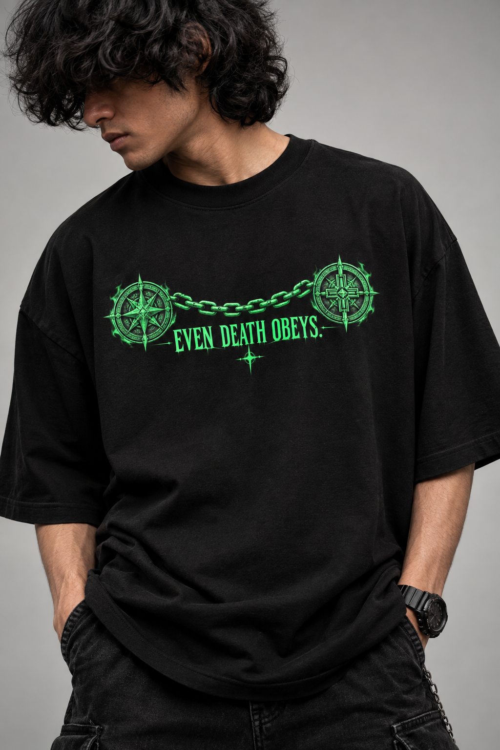RADMARX Death Obeys Black Premium Oversized T-Shirt – Half Sleeve