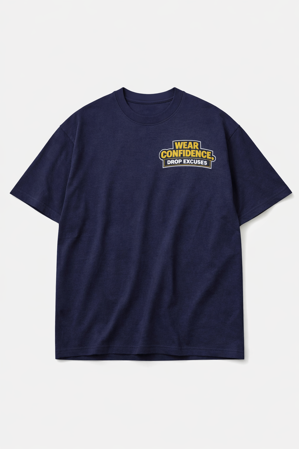 RADMARX Men Navy Blue Confidence Quote Anime Premium Oversized T-Shirt – Half Sleeve
