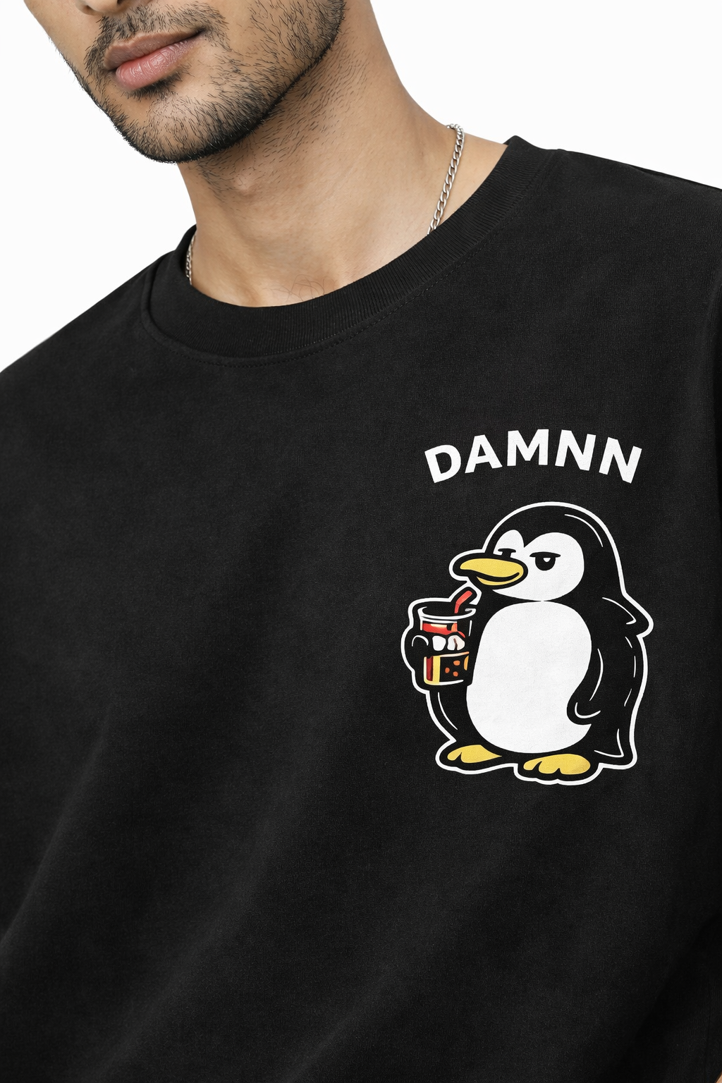 RADMARX Penguin Black Premium Oversized T-Shirt – Half Sleeve