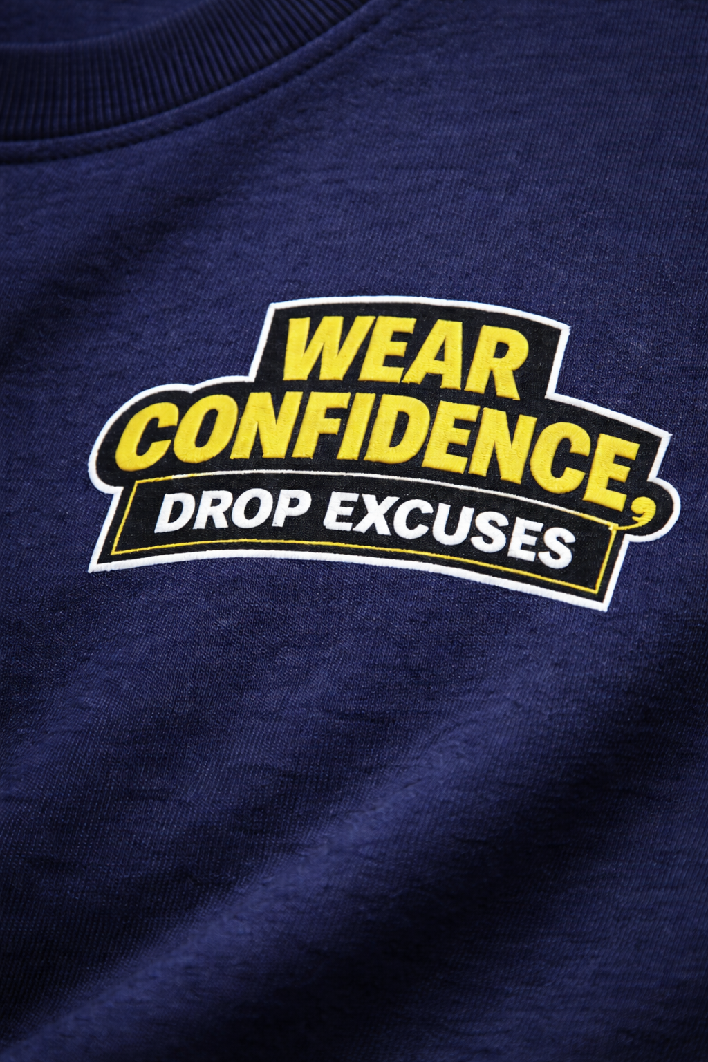 RADMARX Men Navy Blue Confidence Quote Anime Premium Oversized T-Shirt – Half Sleeve