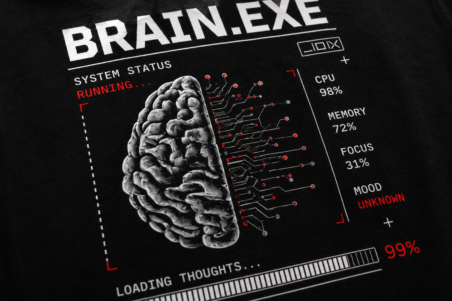 RADMARX BRAIN.EXE Black Premium Oversized T-Shirt – Half Sleeve