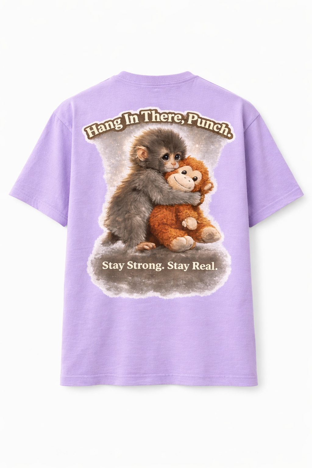 RADMARX Men Lavender Mist Hang In There Punch Monkey Premium Oversized T-Shirt – Half Sleeve