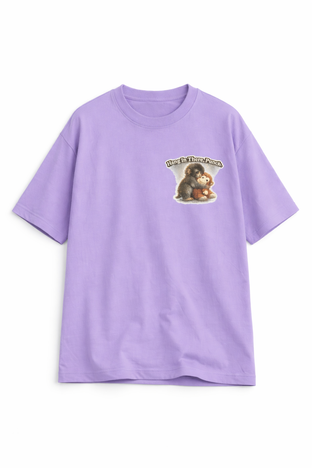 RADMARX Men Lavender Mist Hang In There Punch Monkey Premium Oversized T-Shirt – Half Sleeve
