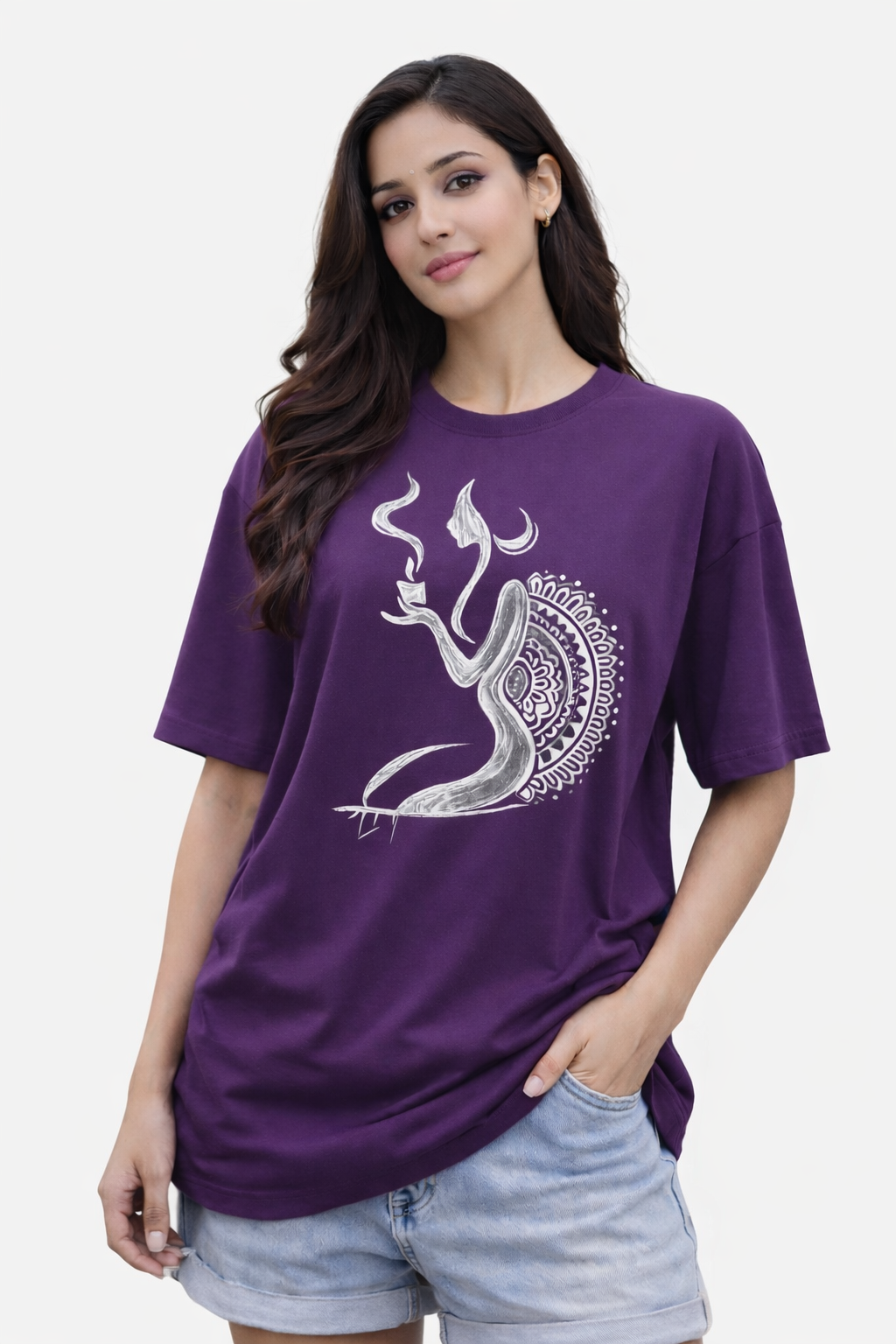 RADMARX Women Shakti Aura Mystic Purple Oversized T-Shirt – Half Sleeve