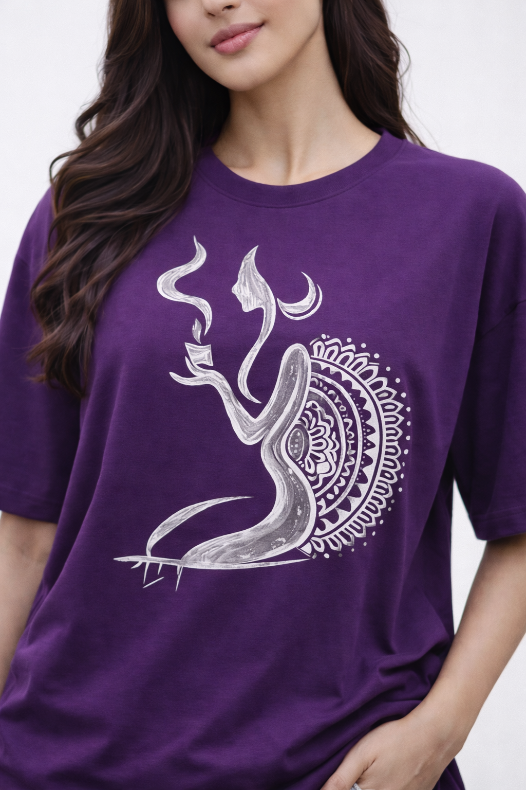 RADMARX Women Shakti Aura Mystic Purple Oversized T-Shirt – Half Sleeve