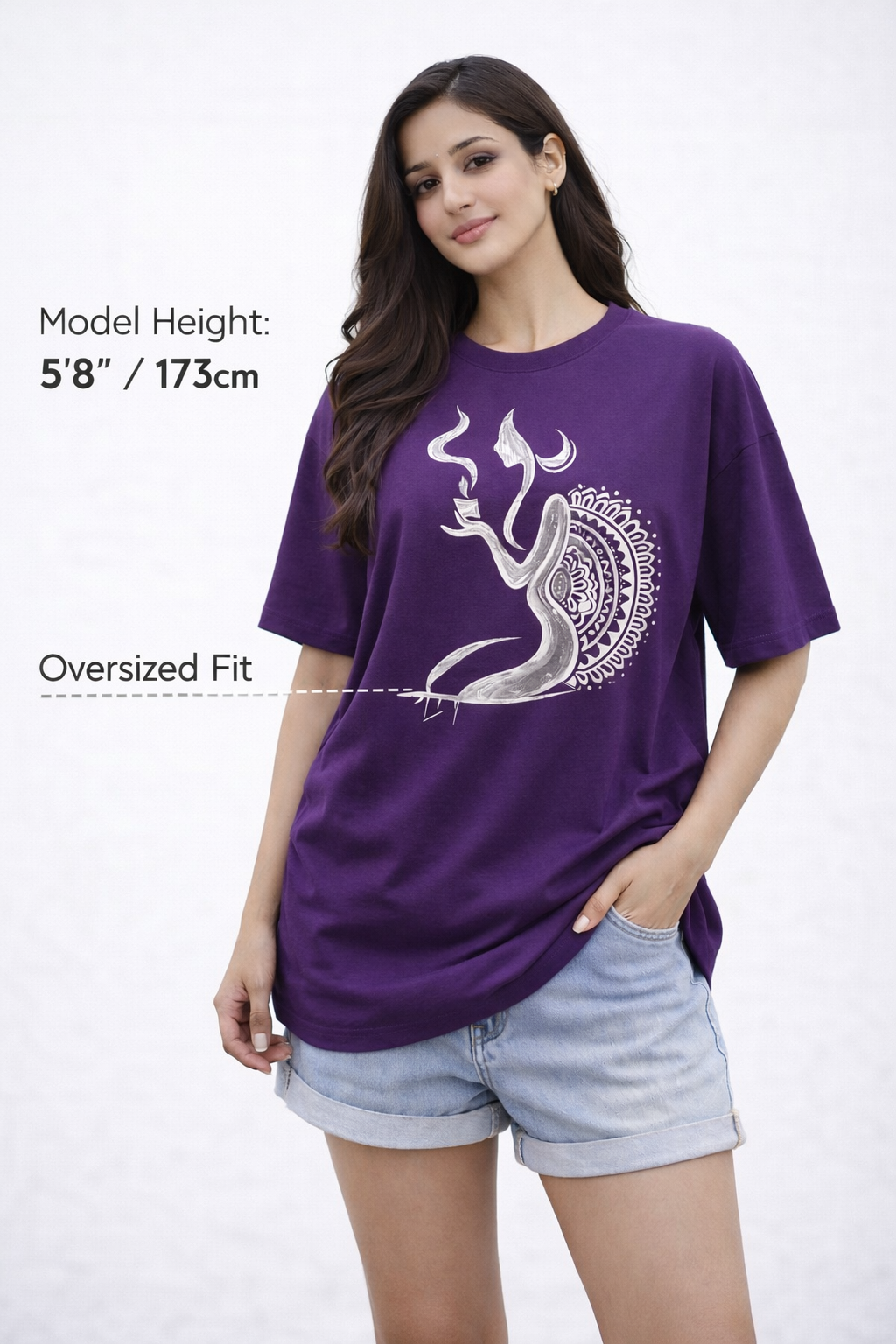 RADMARX Women Shakti Aura Mystic Purple Oversized T-Shirt – Half Sleeve