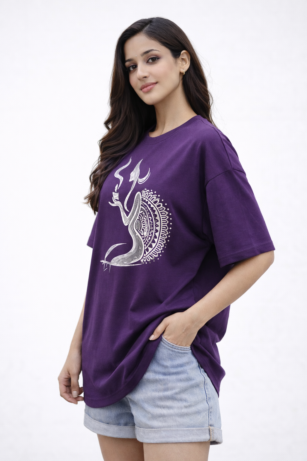 RADMARX Women Shakti Aura Mystic Purple Oversized T-Shirt – Half Sleeve