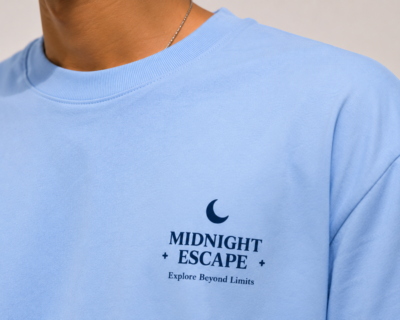 RADMARX Men Powder Blue Midnight Escape Premium Oversized T-Shirt – Half Sleeve