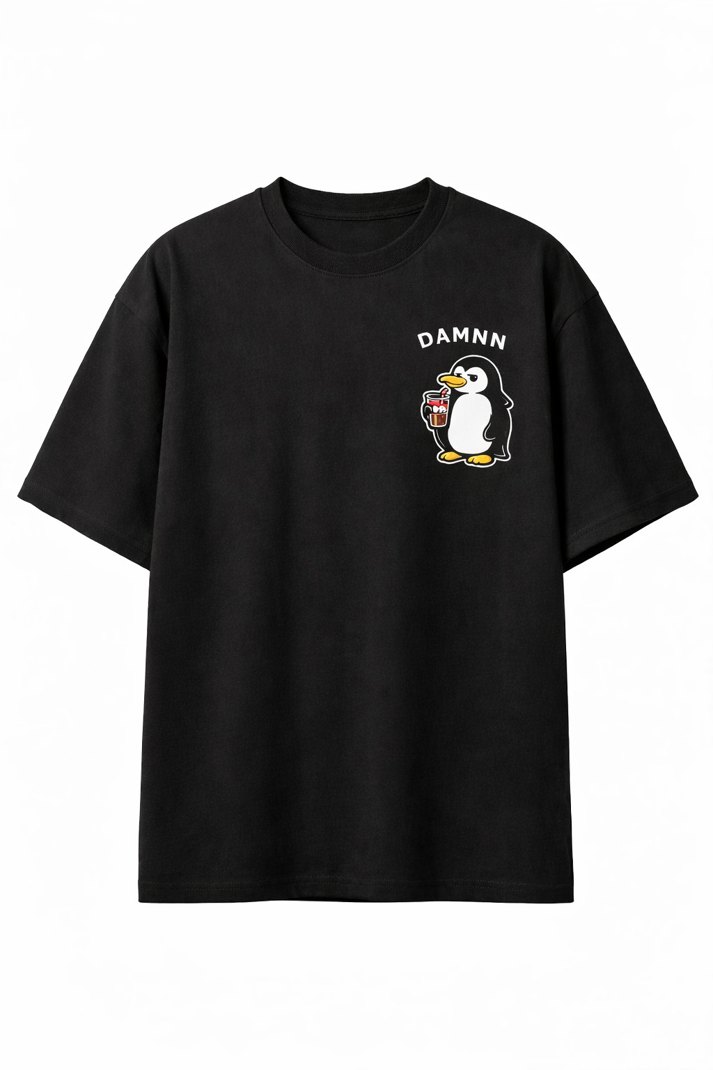 RADMARX Penguin Black Premium Oversized T-Shirt – Half Sleeve