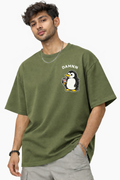 RADMARX Penguin Olive Green Premium Oversized T-Shirt – Half Sleeve