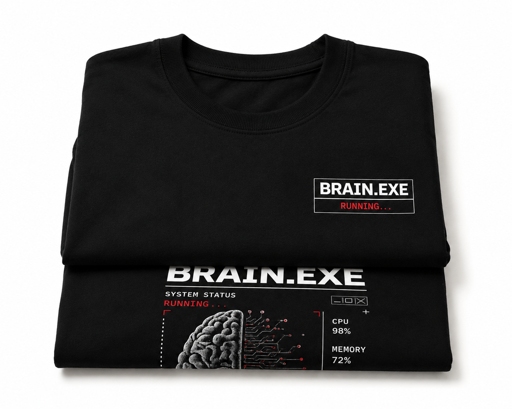 RADMARX BRAIN.EXE Black Premium Oversized T-Shirt – Half Sleeve
