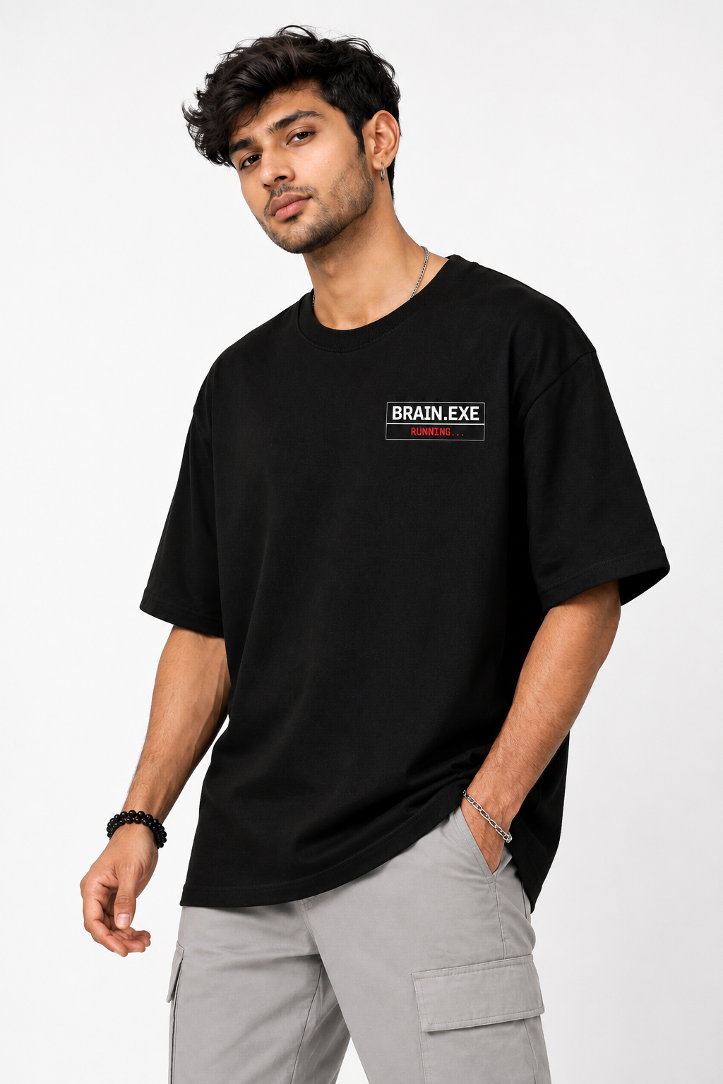 RADMARX BRAIN.EXE Black Premium Oversized T-Shirt – Half Sleeve