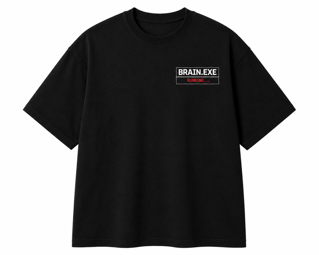 RADMARX BRAIN.EXE Black Premium Oversized T-Shirt – Half Sleeve