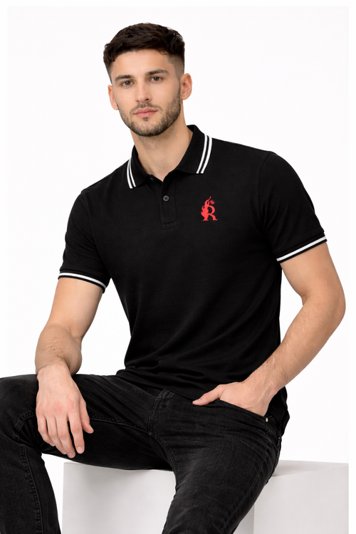 RADMARX Men Midnight Black Premium Polo T-Shirt – Half Sleeve