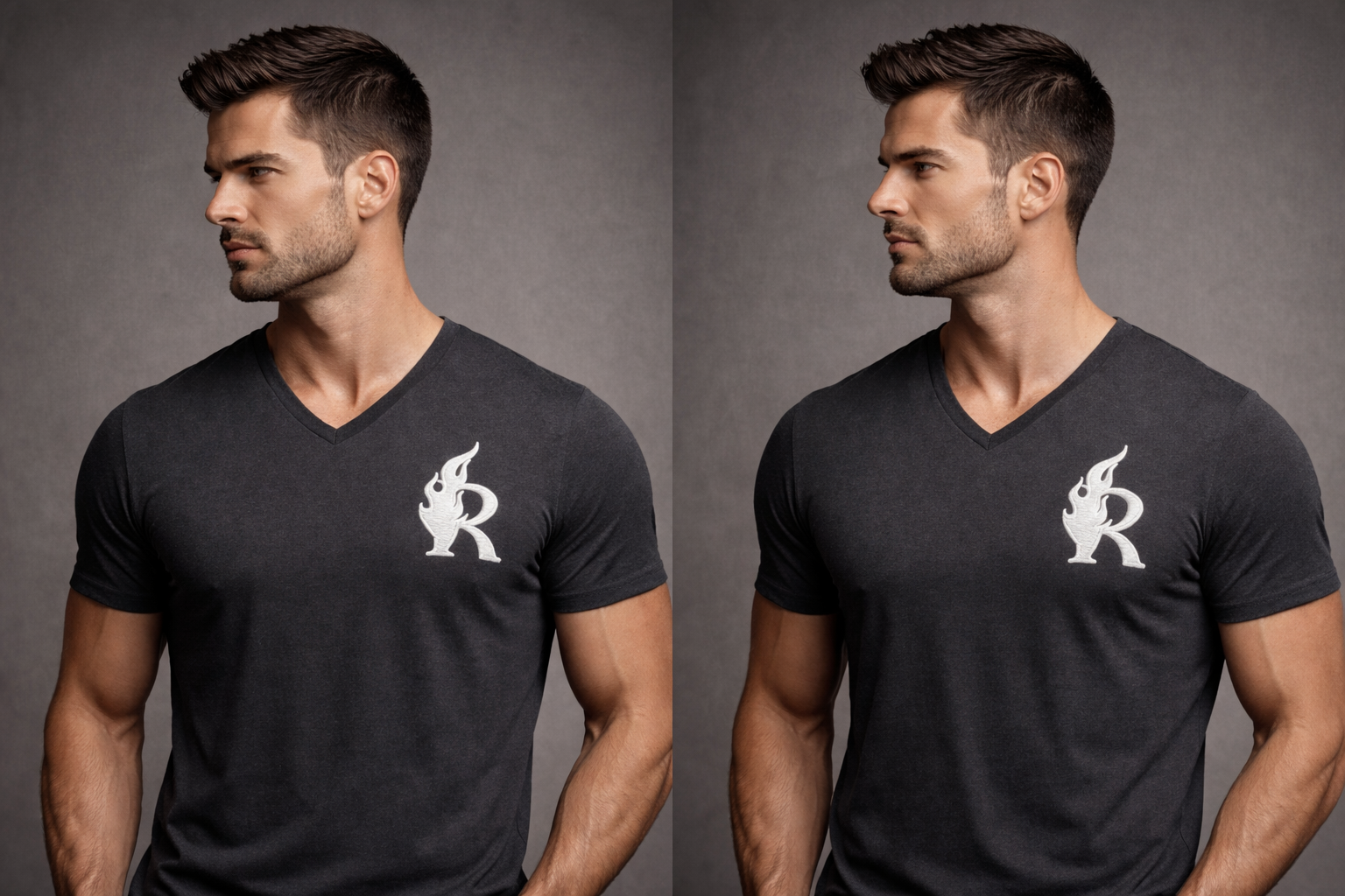 RADMARX Charcoal Grey Premium V Neck T-Shirt – Half Sleeve