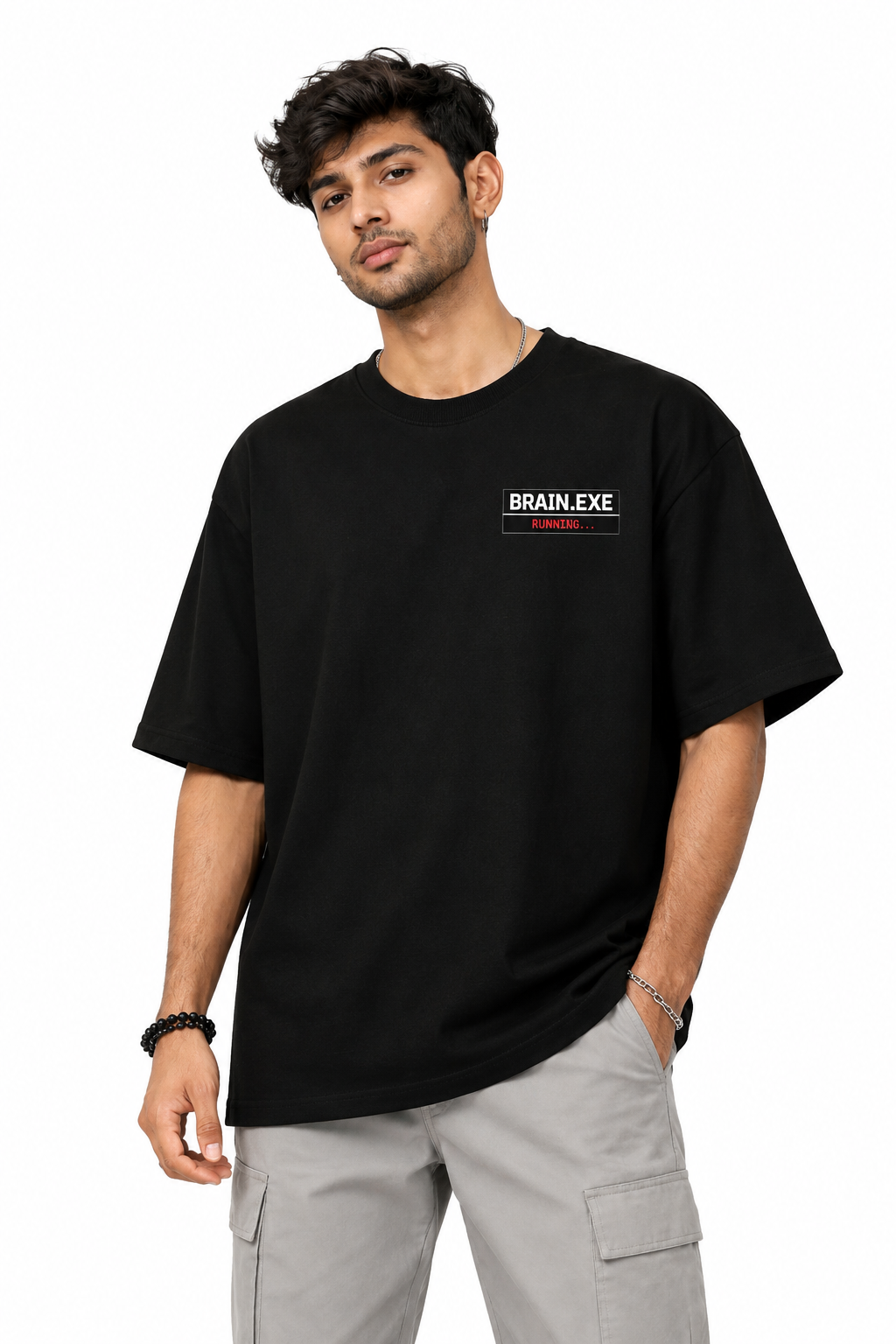 RADMARX BRAIN.EXE Black Premium Oversized T-Shirt – Half Sleeve