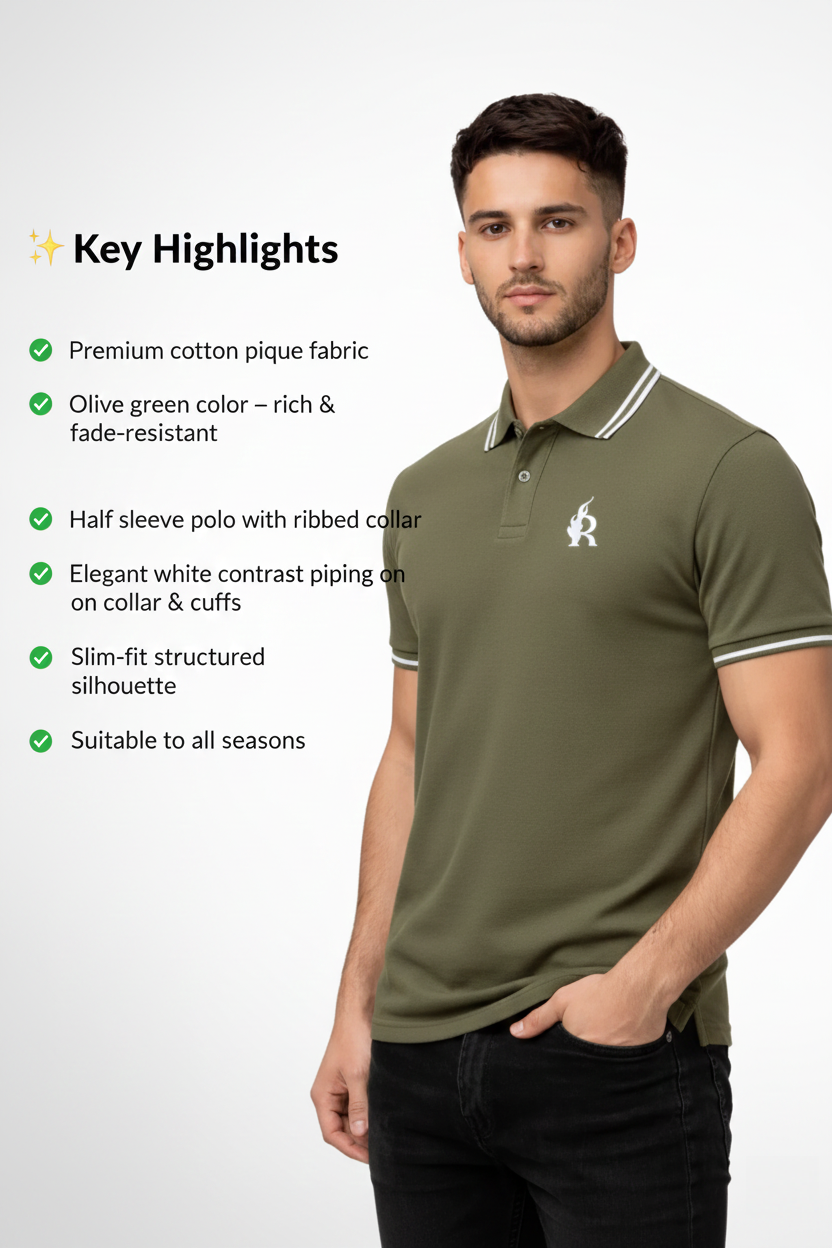 RADMARX Forest Olive Premium Polo T-Shirt – Half Sleeve