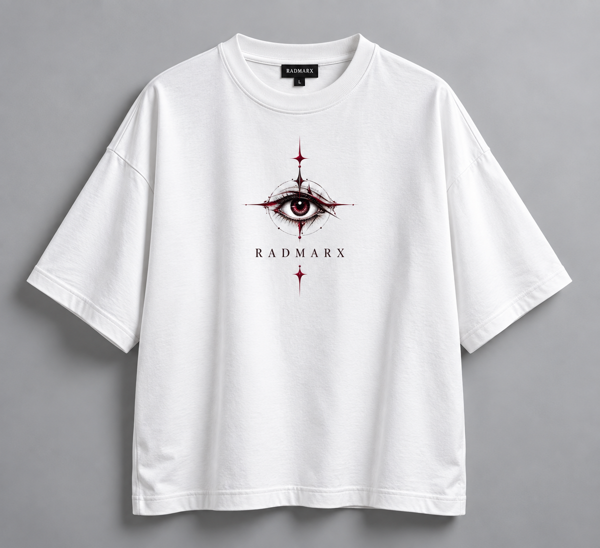 RADMARX Women Eye Study White Premium Oversized T-Shirt – Half Sleeve