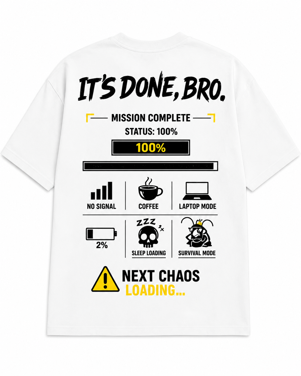 RADMARX It's Done, Bro White Premium Oversized T-Shirt – Half Sleeve