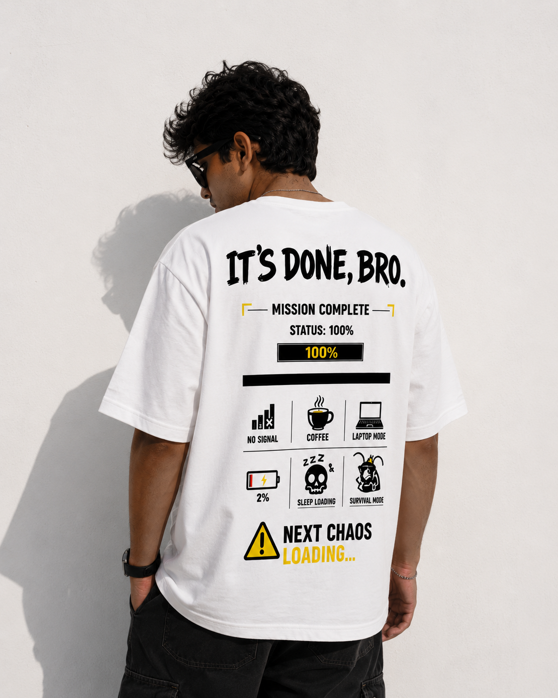 RADMARX It's Done, Bro White Premium Oversized T-Shirt – Half Sleeve