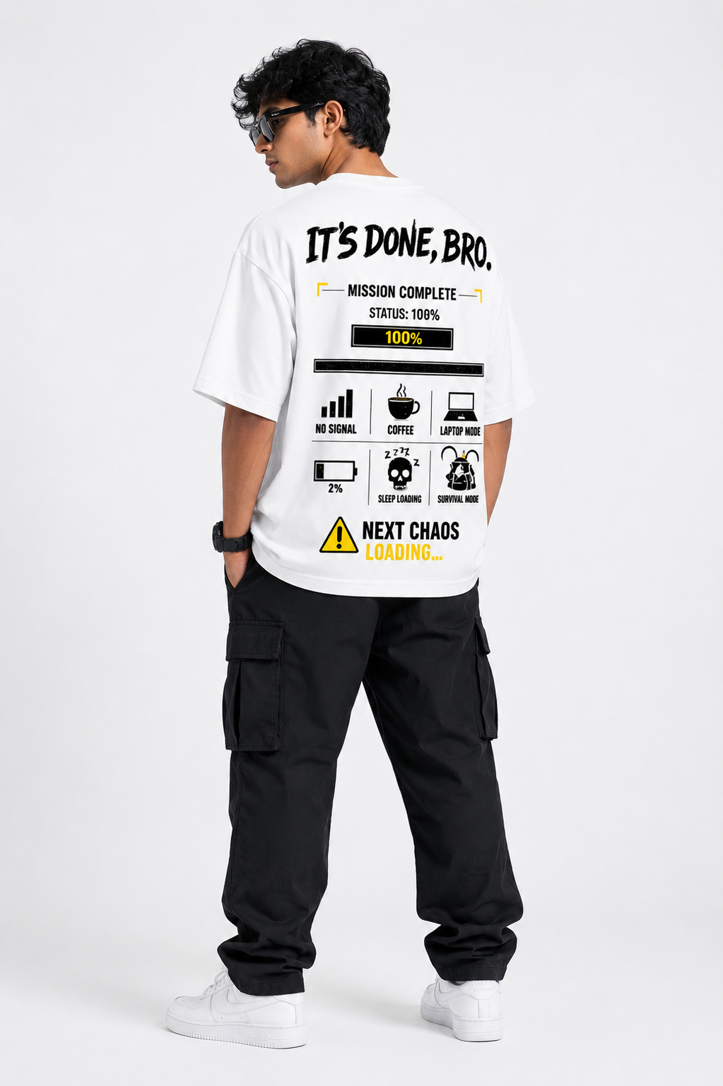 RADMARX It's Done, Bro White Premium Oversized T-Shirt – Half Sleeve