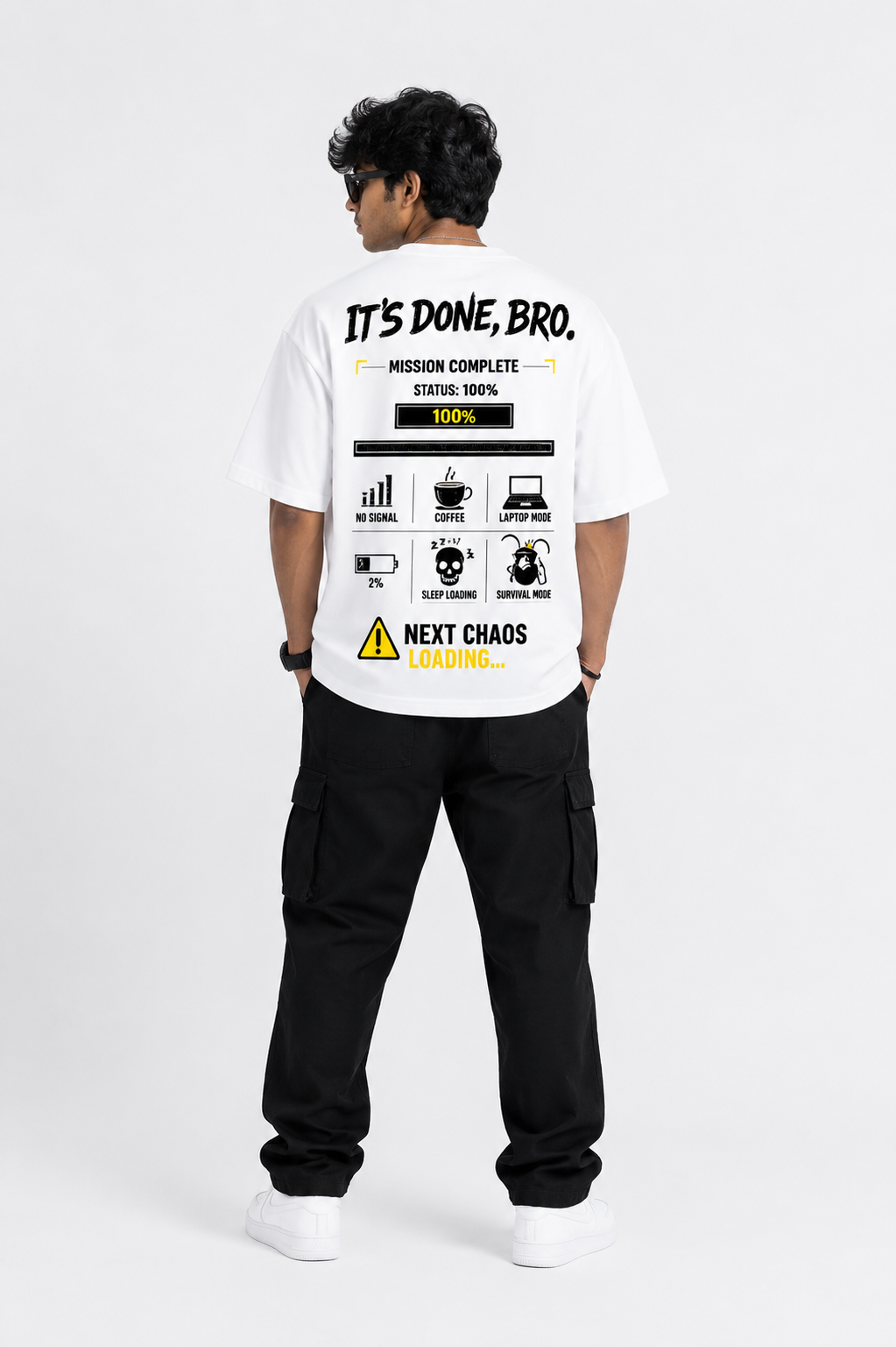 RADMARX It's Done, Bro White Premium Oversized T-Shirt – Half Sleeve
