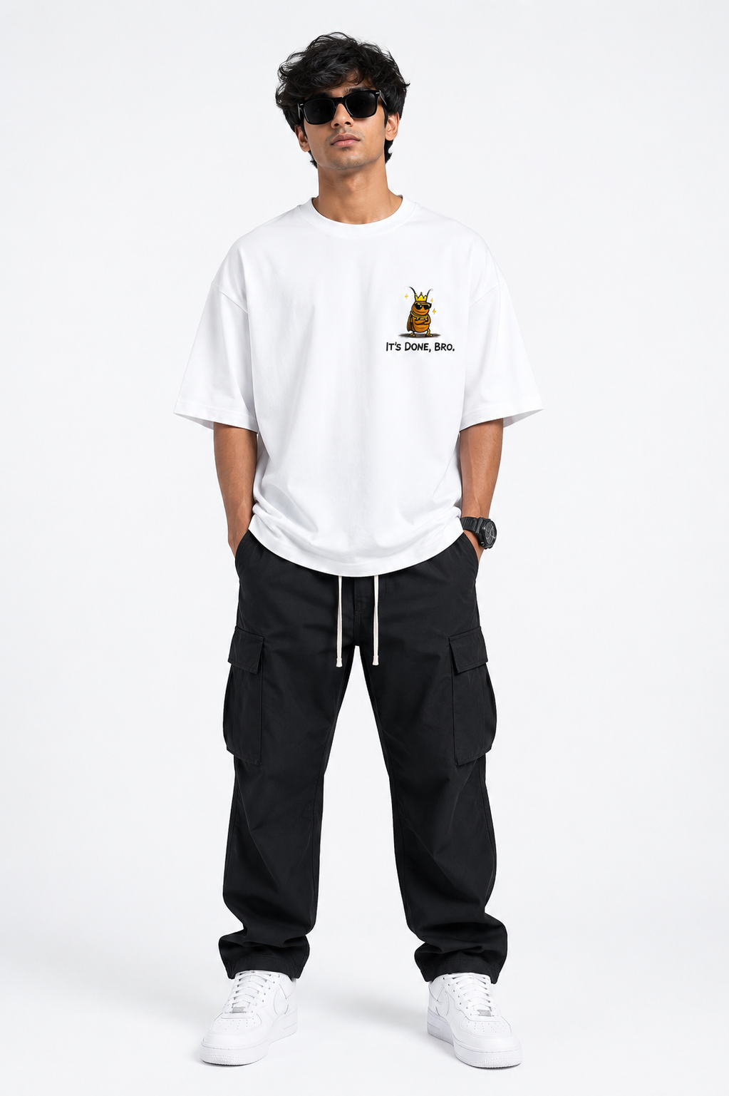 RADMARX It's Done, Bro White Premium Oversized T-Shirt – Half Sleeve