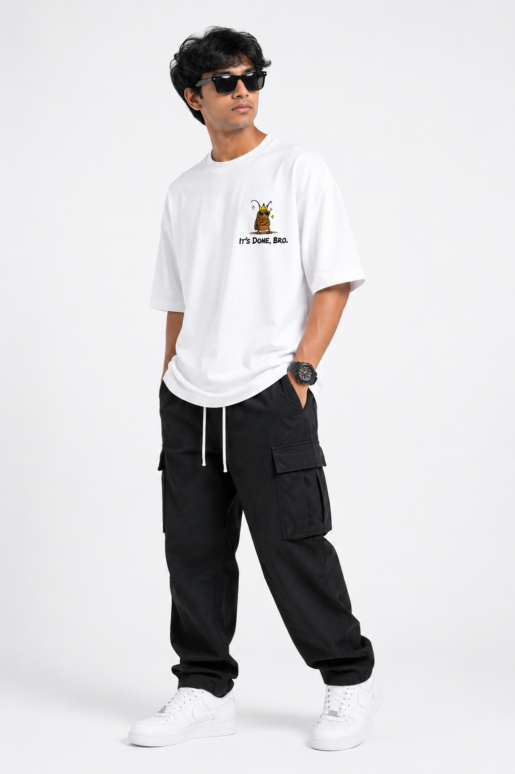 RADMARX It's Done, Bro White Premium Oversized T-Shirt – Half Sleeve