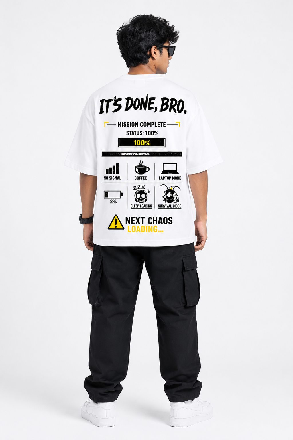 RADMARX It's Done, Bro White Premium Oversized T-Shirt – Half Sleeve