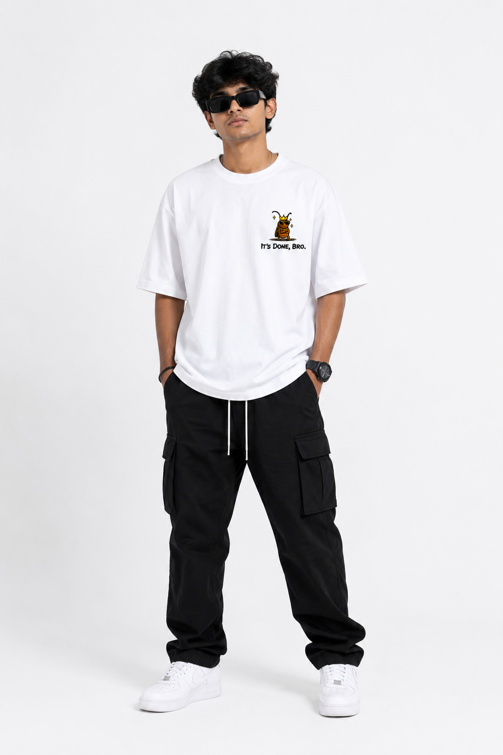 RADMARX It's Done, Bro White Premium Oversized T-Shirt – Half Sleeve