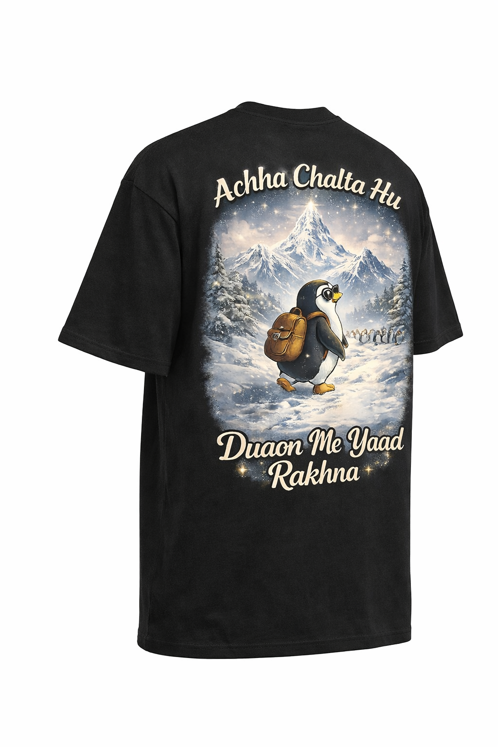 RADMARX Penguin Black Premium Oversized T-Shirt – Half Sleeve