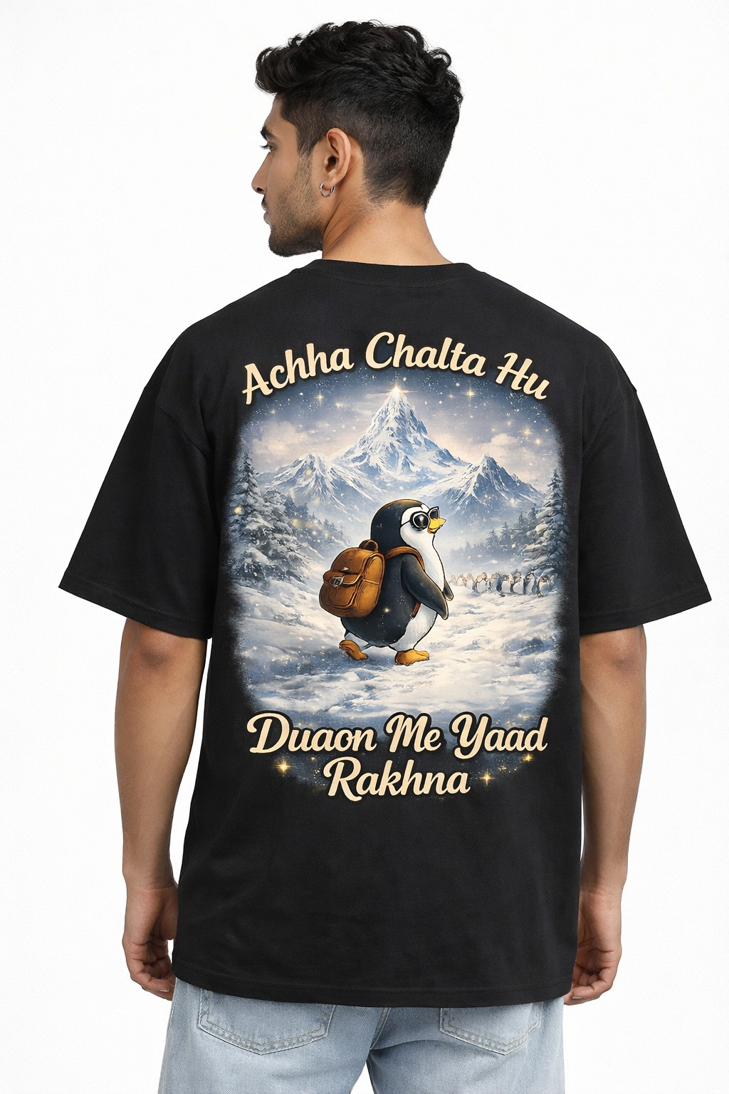 RADMARX Penguin Black Premium Oversized T-Shirt – Half Sleeve