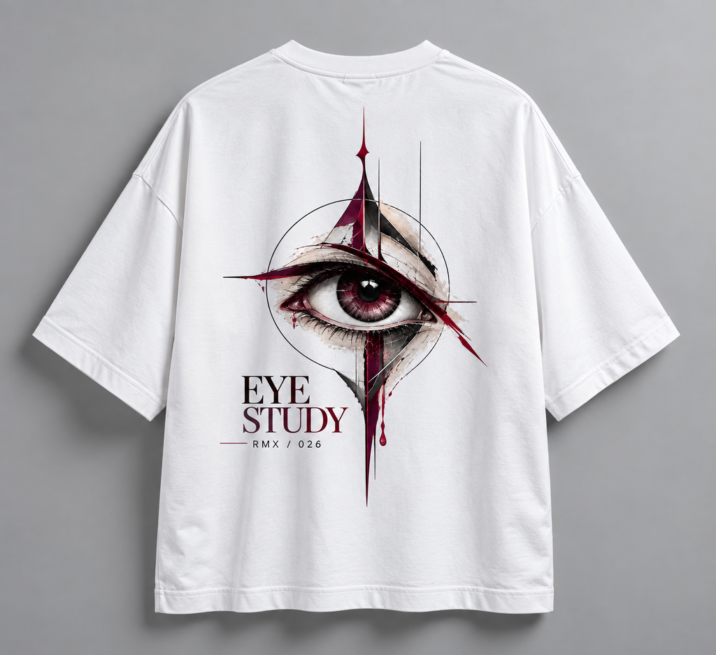 RADMARX Women Eye Study White Premium Oversized T-Shirt – Half Sleeve