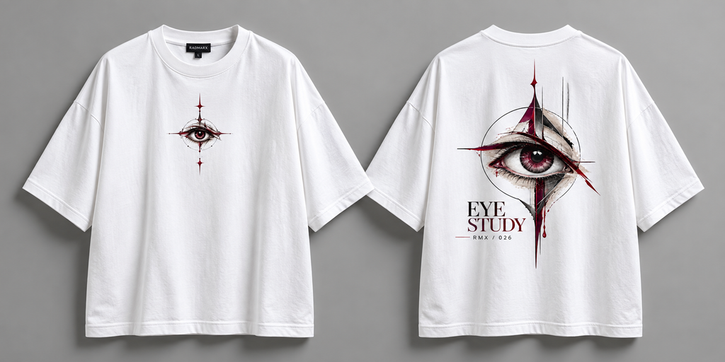 RADMARX Women Eye Study White Premium Oversized T-Shirt – Half Sleeve