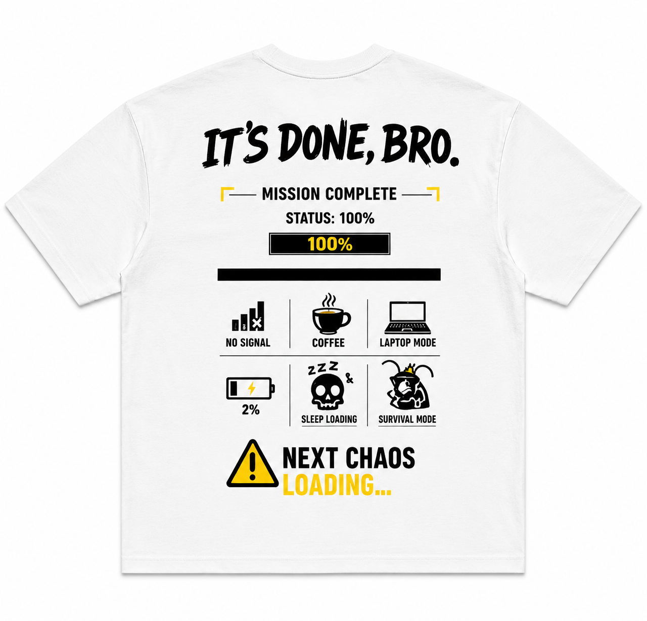 RADMARX It's Done, Bro White Premium Oversized T-Shirt – Half Sleeve