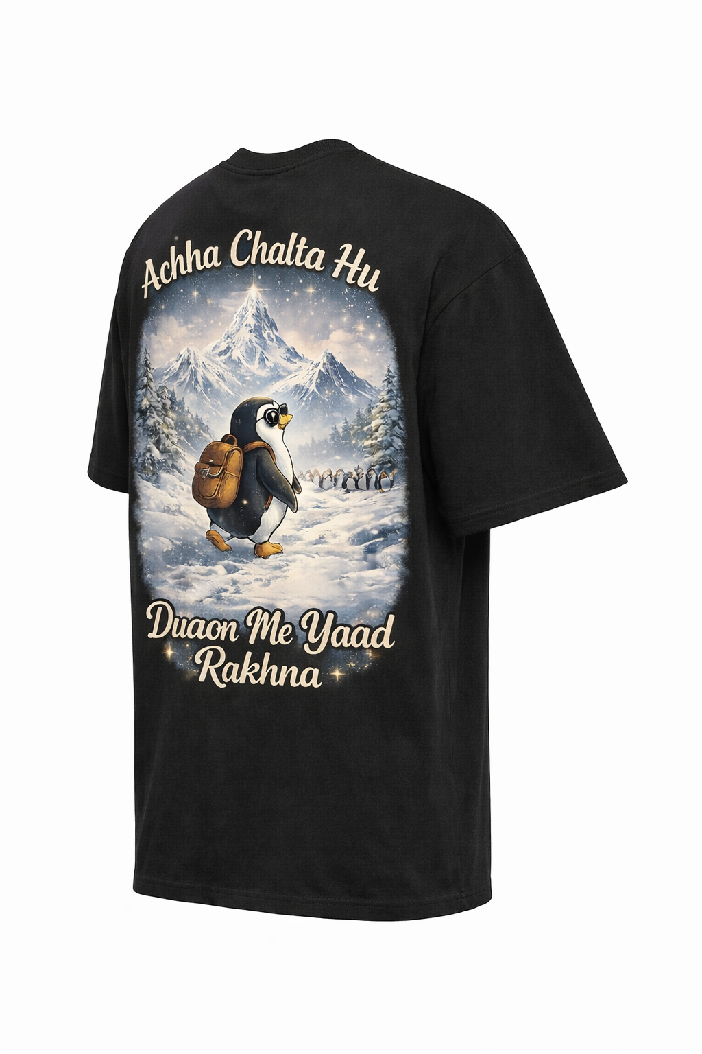 RADMARX Penguin Black Premium Oversized T-Shirt – Half Sleeve