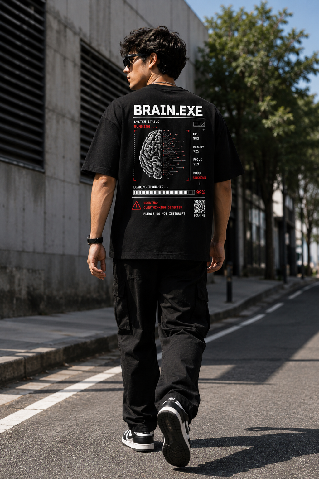 RADMARX BRAIN.EXE Black Premium Oversized T-Shirt – Half Sleeve